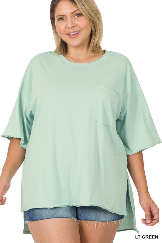 Plus Size Row Edge High-Low Hem Box Top