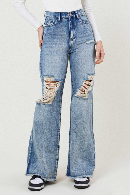 High Rise Wide Leg Jeans in a Vintage Acid Wash