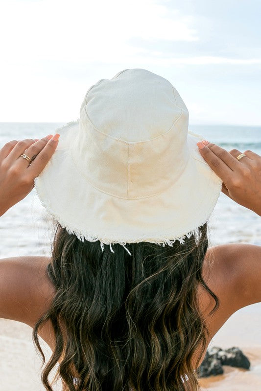 Frayed Edge Canvas Bucket Hat