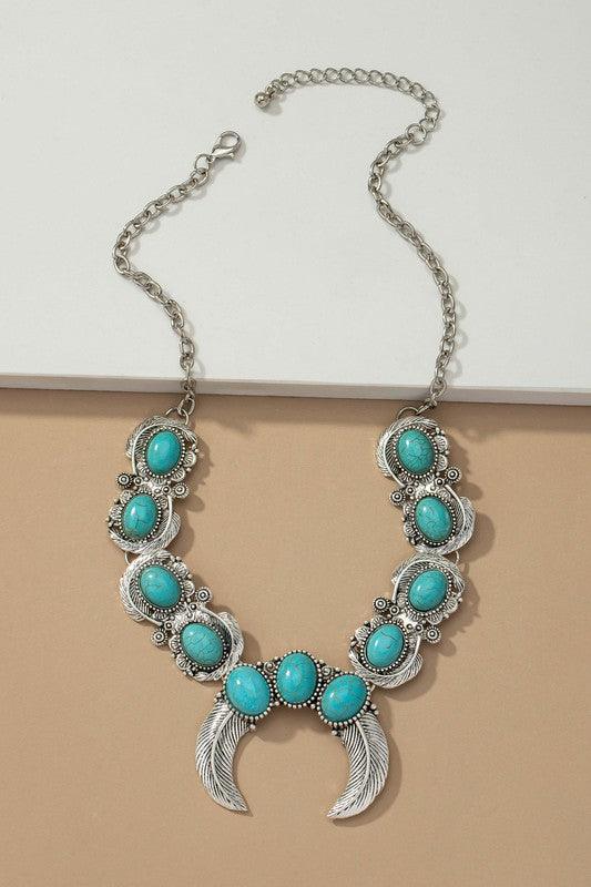 Boho statement necklace with turquoise stones - Jake J Shop