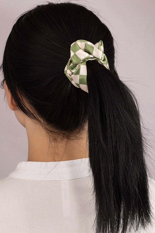 check pattern soft satin hair scrunchies - Jake J Shop