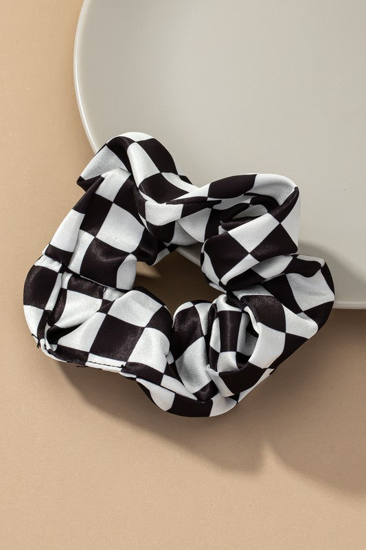 check pattern soft satin hair scrunchies - Jake J Shop