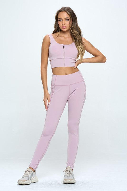 Zip Up Crop Sports Tank Top Set - Jake J Shop