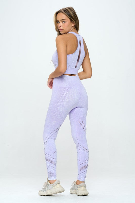 Seamless Two Piece Yoga mineral washed active set - Jake J Shop