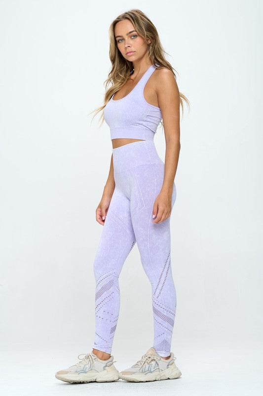 Seamless Two Piece Yoga mineral washed active set - Jake J Shop