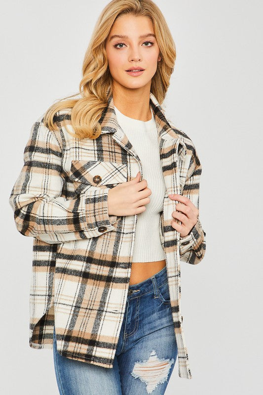 Plaid Bust Pocket Shacket - Jake J Shop