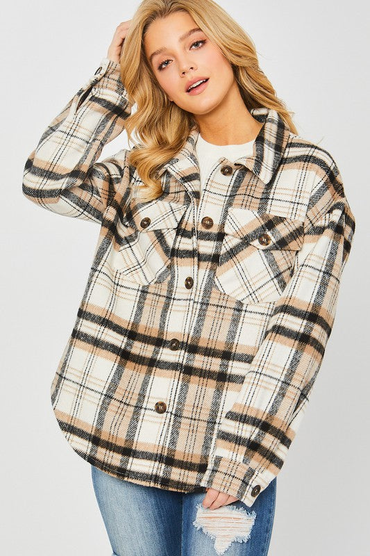 Plaid Bust Pocket Shacket - Jake J Shop