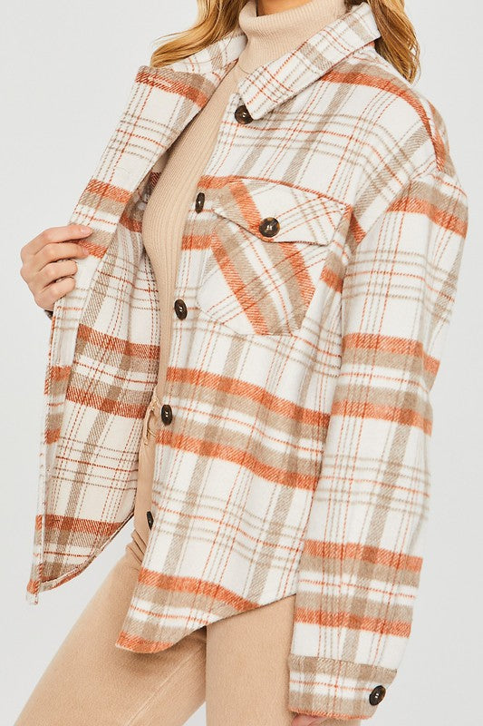 Plaid Bust Pocket Shacket - Jake J Shop