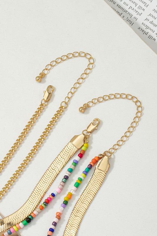 herringbone and seed bead choker chain set - Jake J Shop