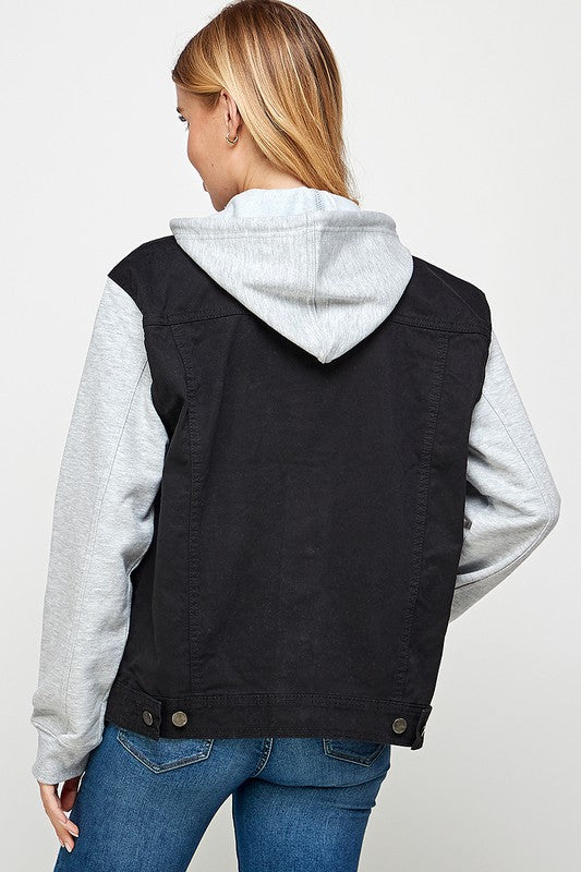 Women's Denim Jacket with Fleece Hoodies - Jake J Shop