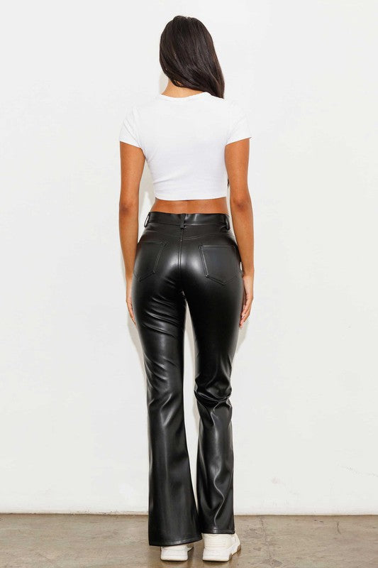 Vegan Leather Front Slit Bootcut - Jake J Shop