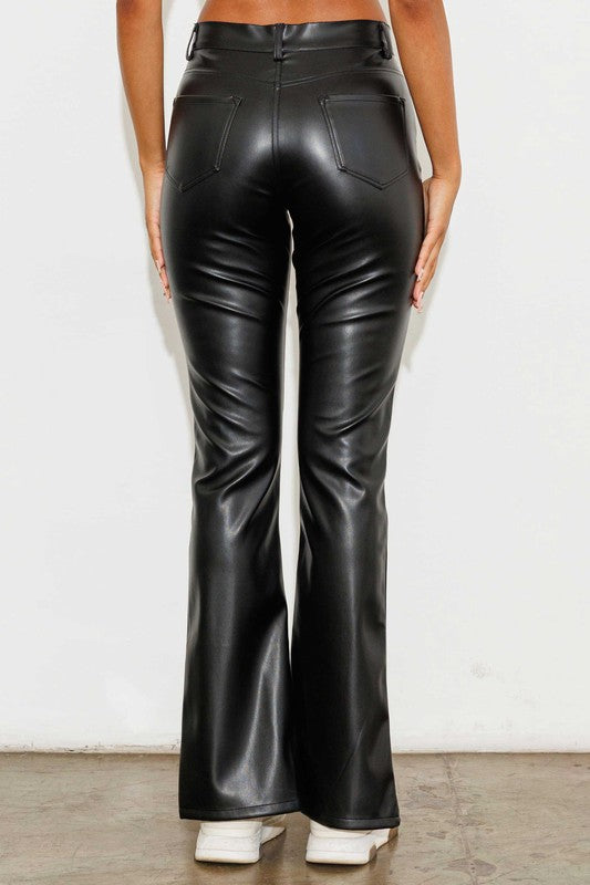 Vegan Leather Front Slit Bootcut - Jake J Shop