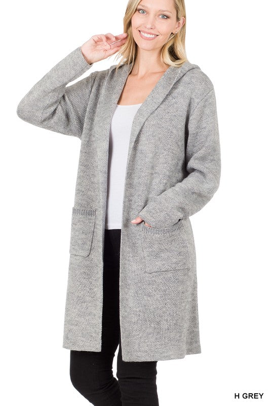 Hooded Open Front Cardigan