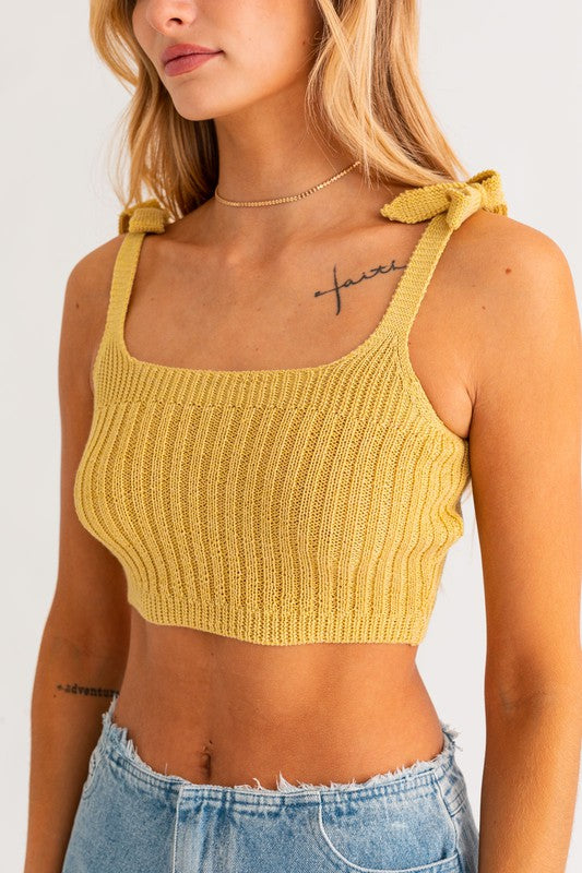 Shoulder Tie Knit Tank - Jake J Shop