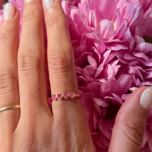 Love Me Ring dainty crystal hearts - Jake J Shop