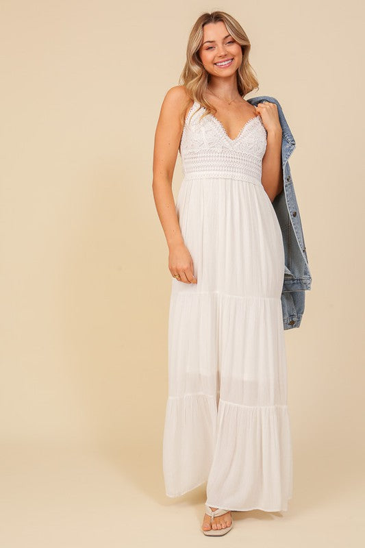 Boho Lace Top Maxi Dress