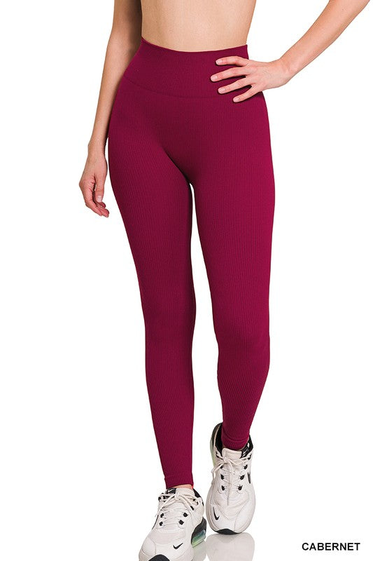 Ribbed Seamless High Waisted Full Length Leggings