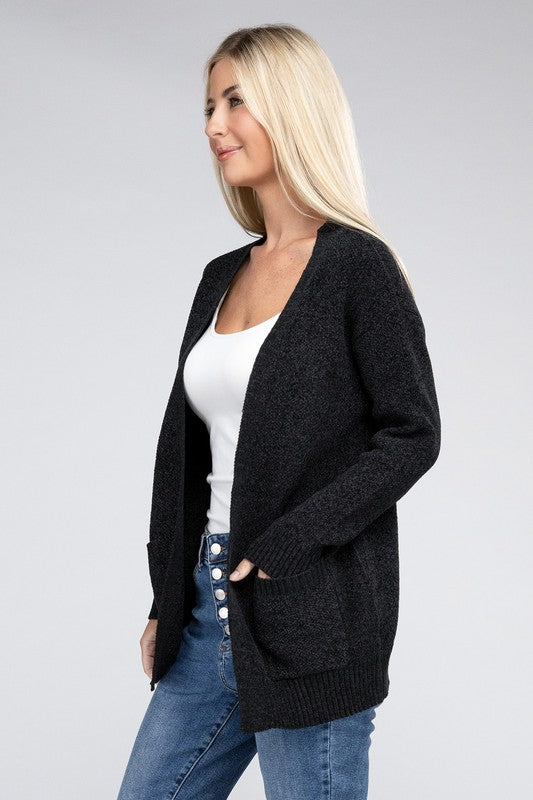 Melange Open Front Sweater Cardigan