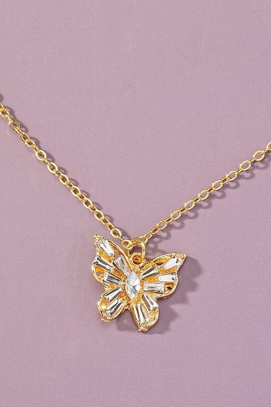 CZ BUTTERFLY PENDANT NECKLACE - Jake J Shop