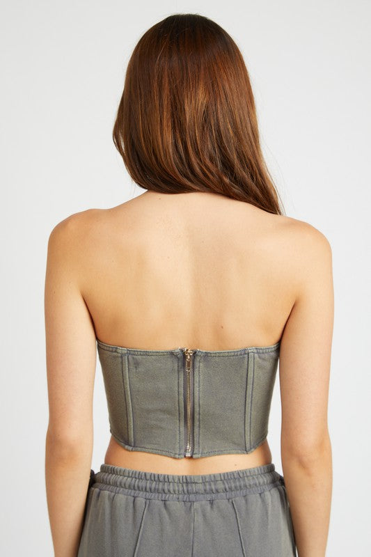 FRENCH TERRY STRAPLESS BUSTIER TOP - Jake J Shop