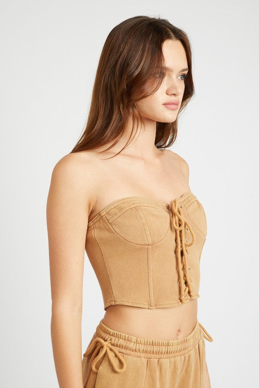 FRENCH TERRY STRAPLESS BUSTIER TOP - Jake J Shop