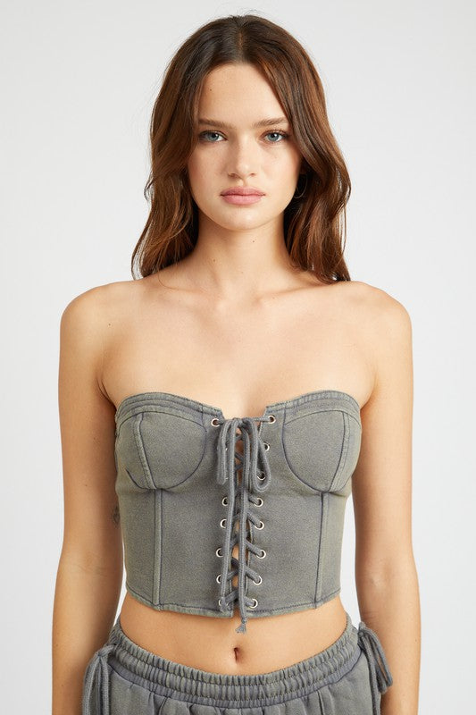 FRENCH TERRY STRAPLESS BUSTIER TOP - Jake J Shop