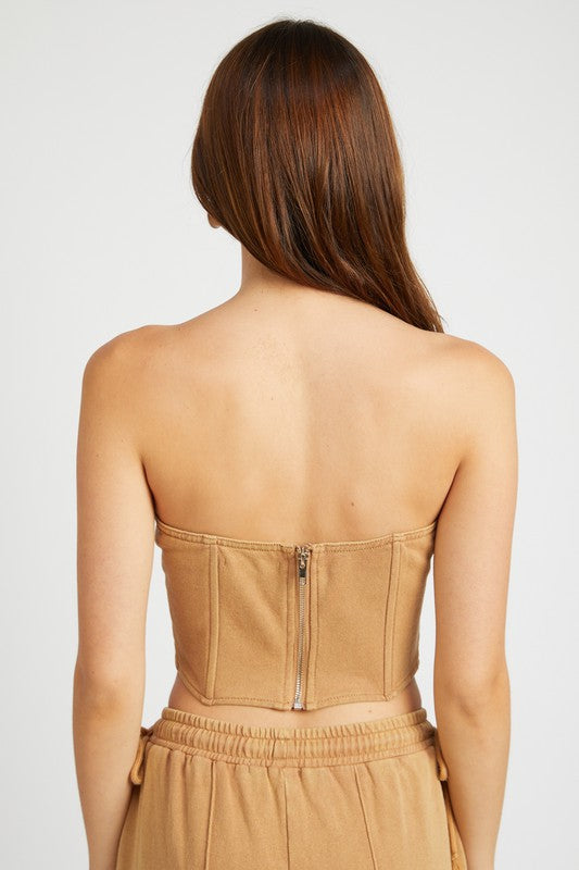 FRENCH TERRY STRAPLESS BUSTIER TOP - Jake J Shop