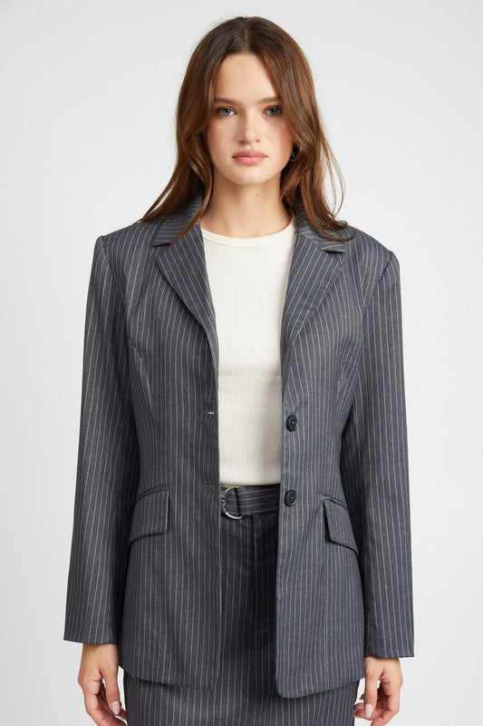 PIN STRIPED BLAZER JACKET - Jake J Shop