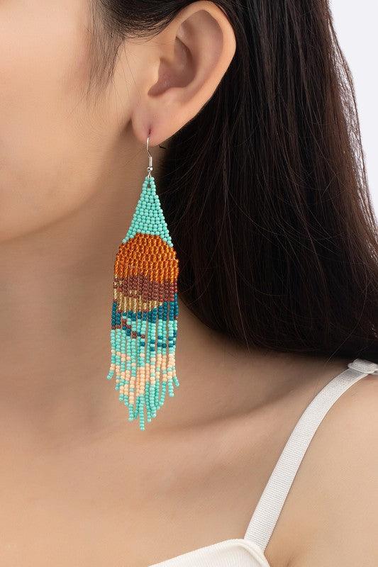 Sunset seed bead drop earrings - Jake J Shop