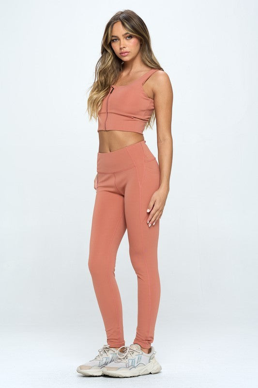 Zip Up Crop Sports Tank Top Set - Jake J Shop