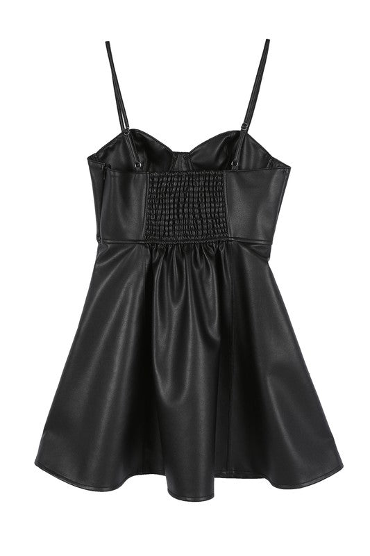 Vegan leather bustier mini dress - Jake J Shop