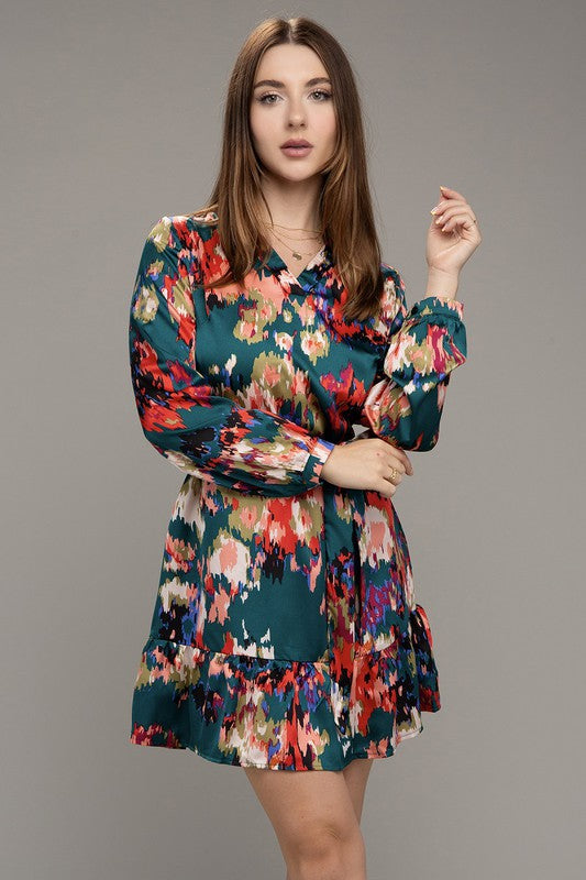 Floral satin dress