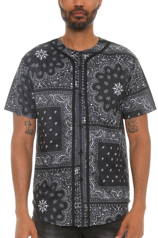 Bandana Print Baseball Jersey - Jake J Shop