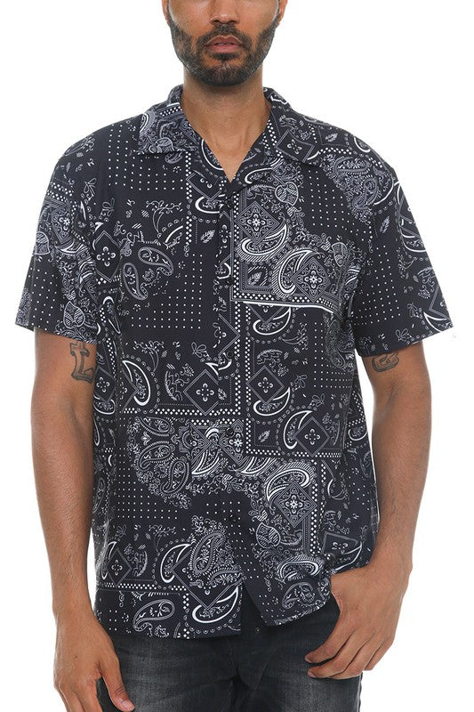 Mens Collared Print Button Down - Jake J Shop