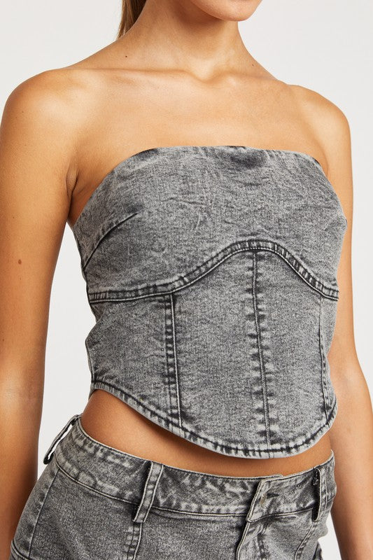 DENIM CORSET TUBE TOP - Jake J Shop