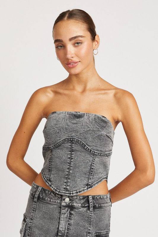 DENIM CORSET TUBE TOP - Jake J Shop