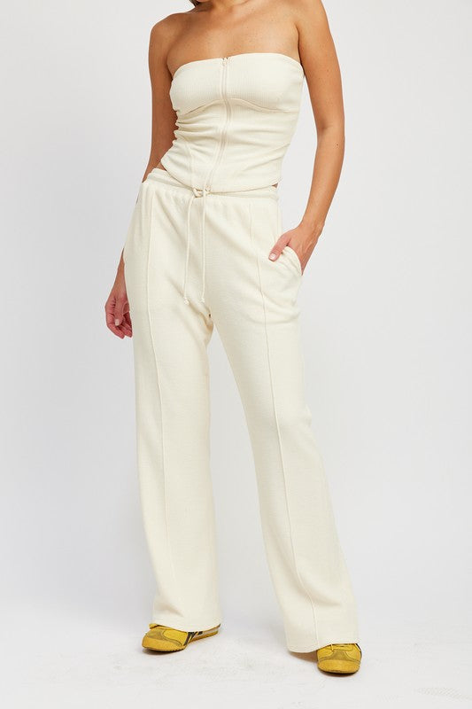 HIGH WAIST PANTS WITH DRAWSTRINGS - Jake J Shop