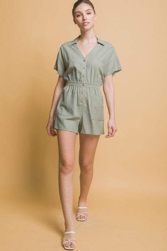 Linen Button Down Romper