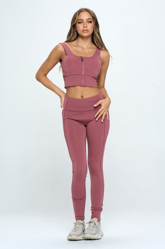 Zip Up Crop Sports Tank Top Set - Jake J Shop