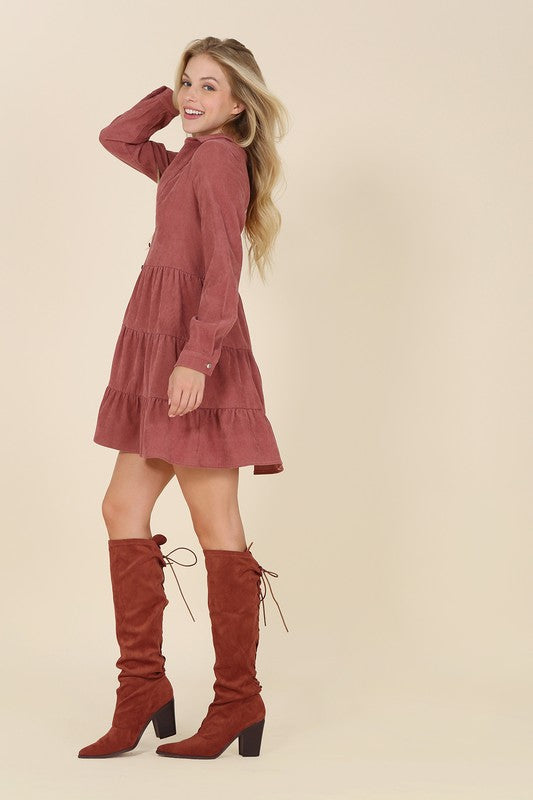 Corduroy tiered dress - Jake J Shop