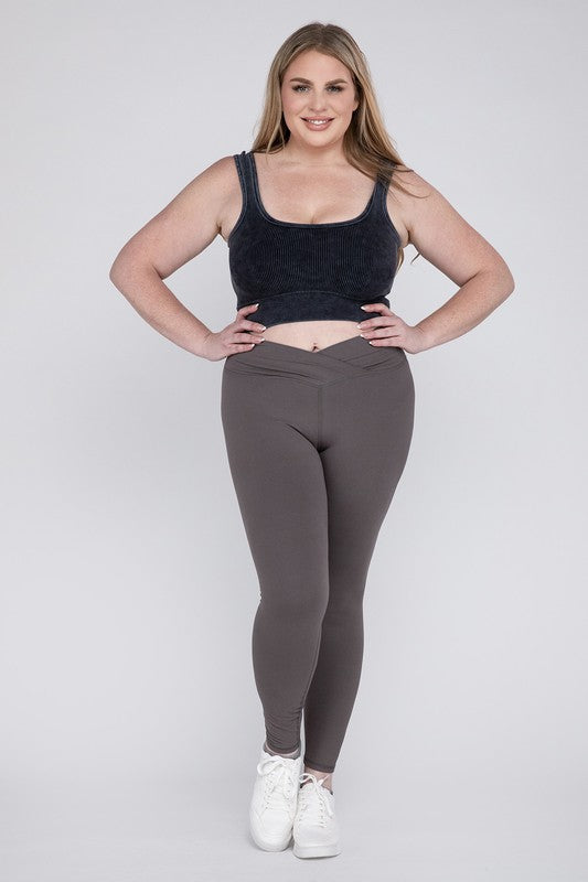 Plus V Waist Full Length Leggings - Jake J Shop