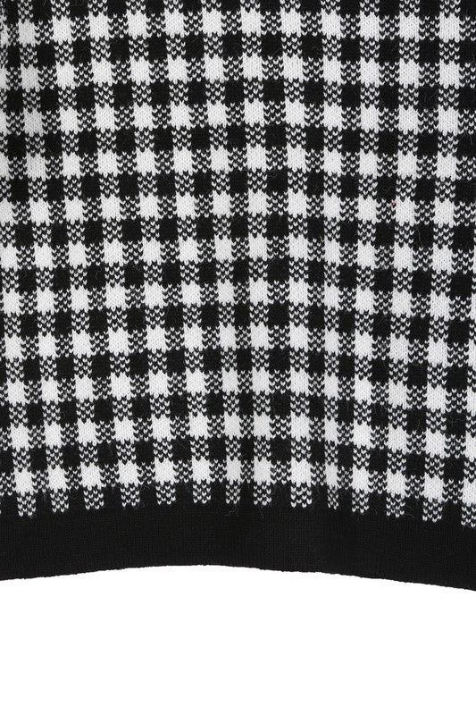 Black check knitted jacket