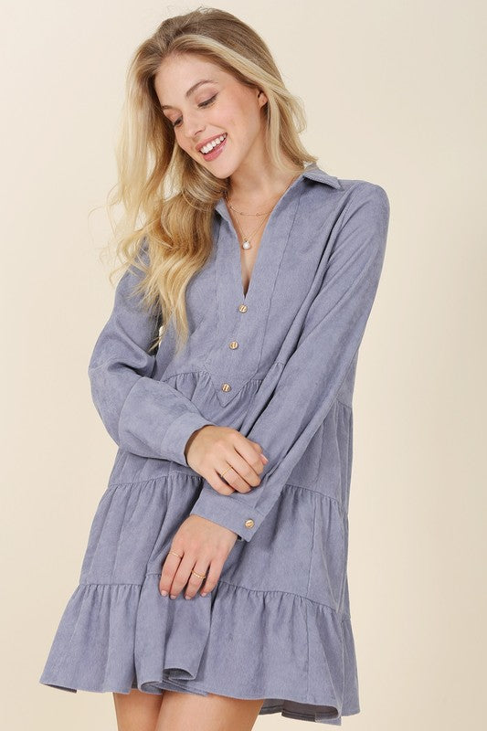 Corduroy tiered dress - Jake J Shop