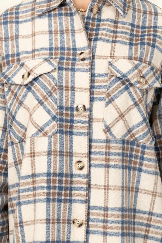 For Myself Plaid Print Button-Front Top