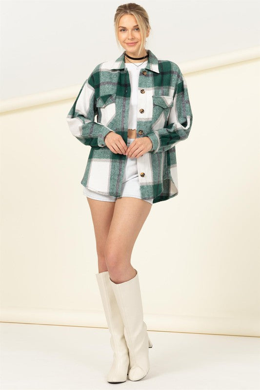 Effortless Ease Plaid Print Shacket - Jake J Shop