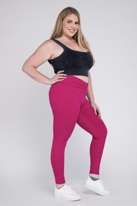 Plus V Waist Full Length Leggings - Jake J Shop