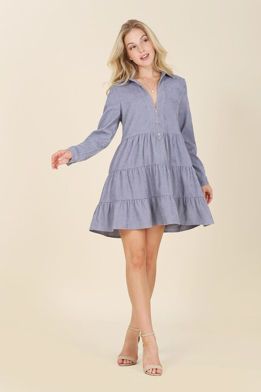 Corduroy tiered dress - Jake J Shop