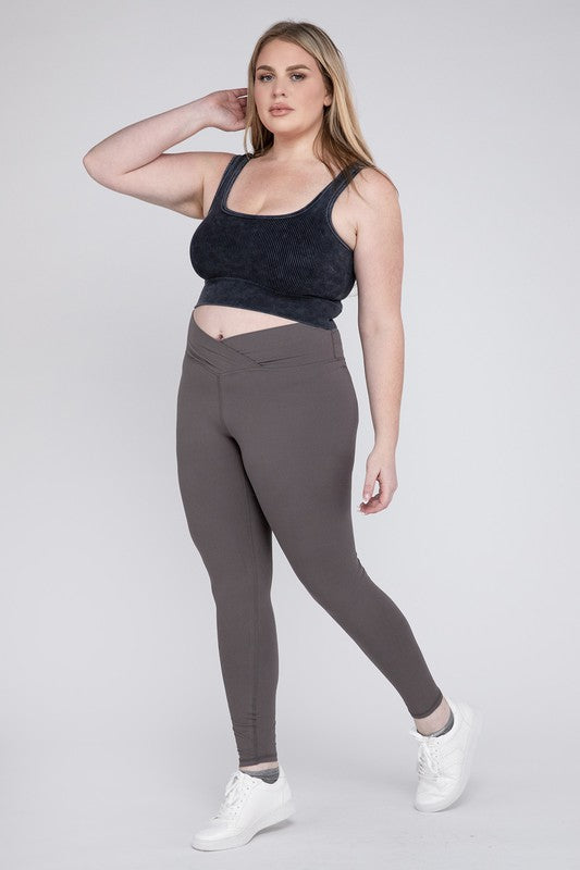 Plus V Waist Full Length Leggings - Jake J Shop