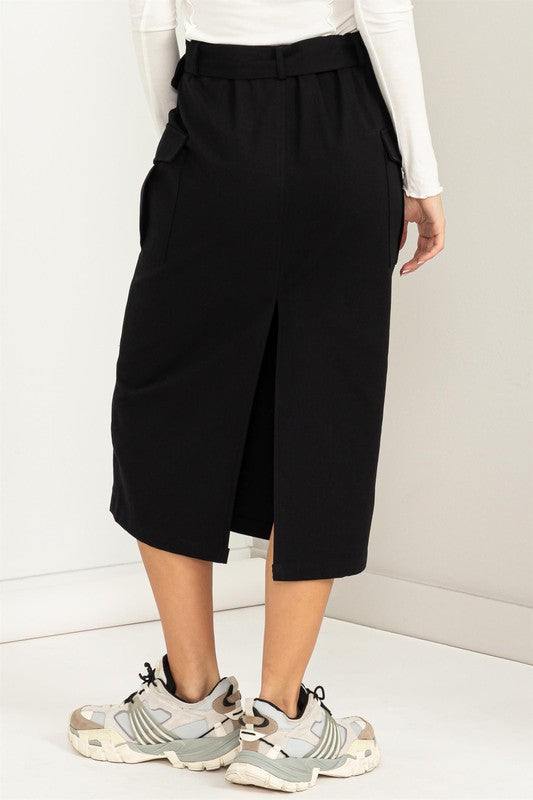 Professional Poise Buckled Belt Cargo Skirt - Jake J Shop