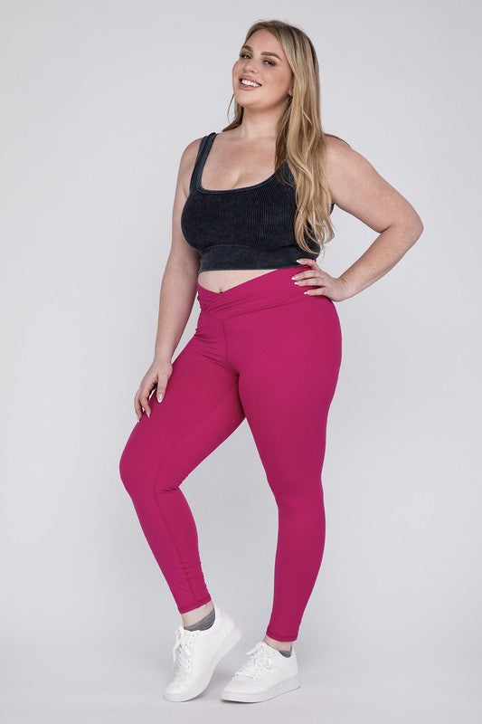 Plus V Waist Full Length Leggings - Jake J Shop